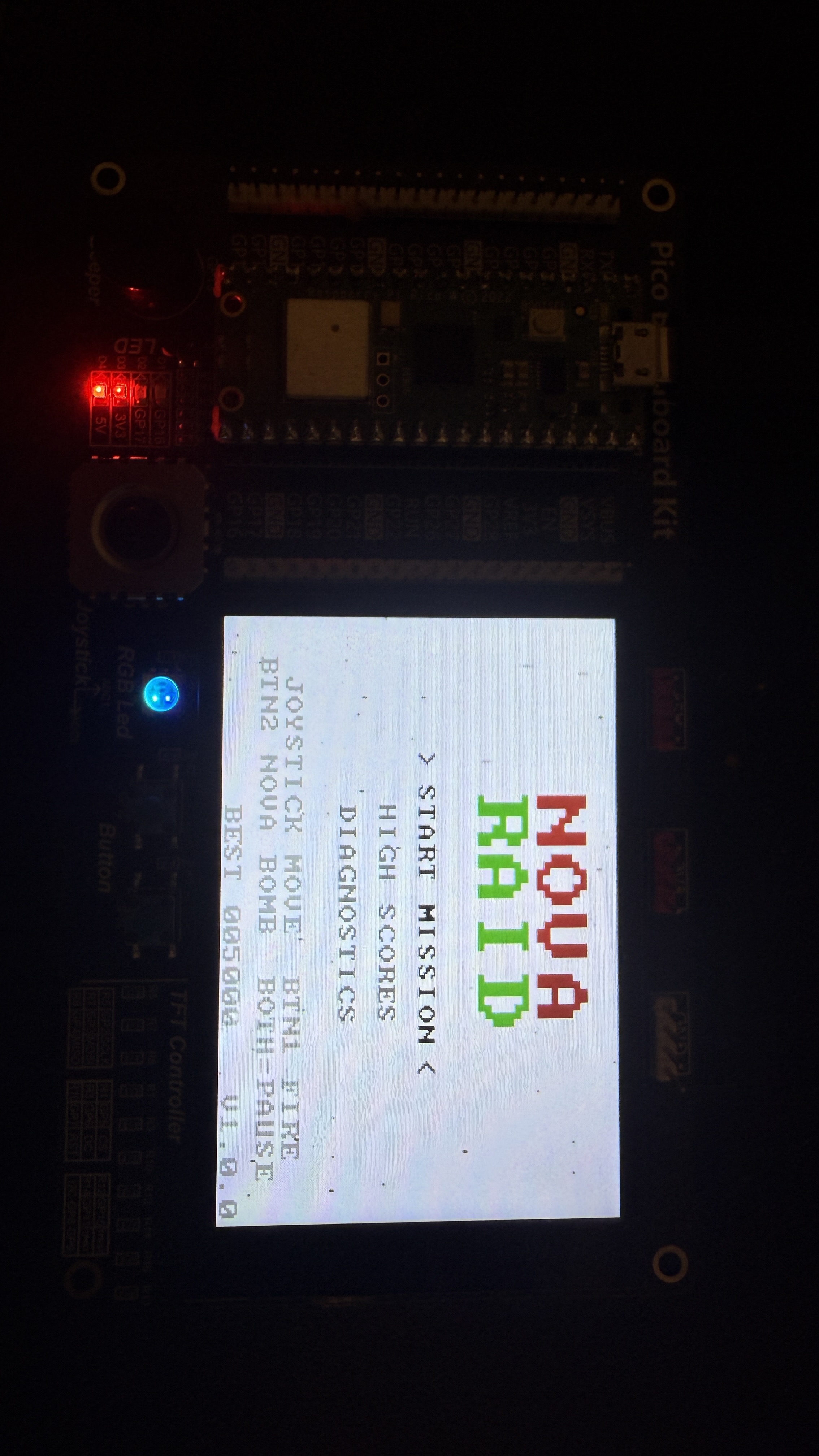 NOVA RAID main menu running on the EP-0172 kit